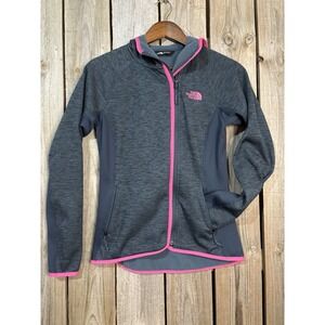 The North Face Oso Hybrid Hoodie 💕 Gray/Pink Soft Fleece Zip Jacket S‎